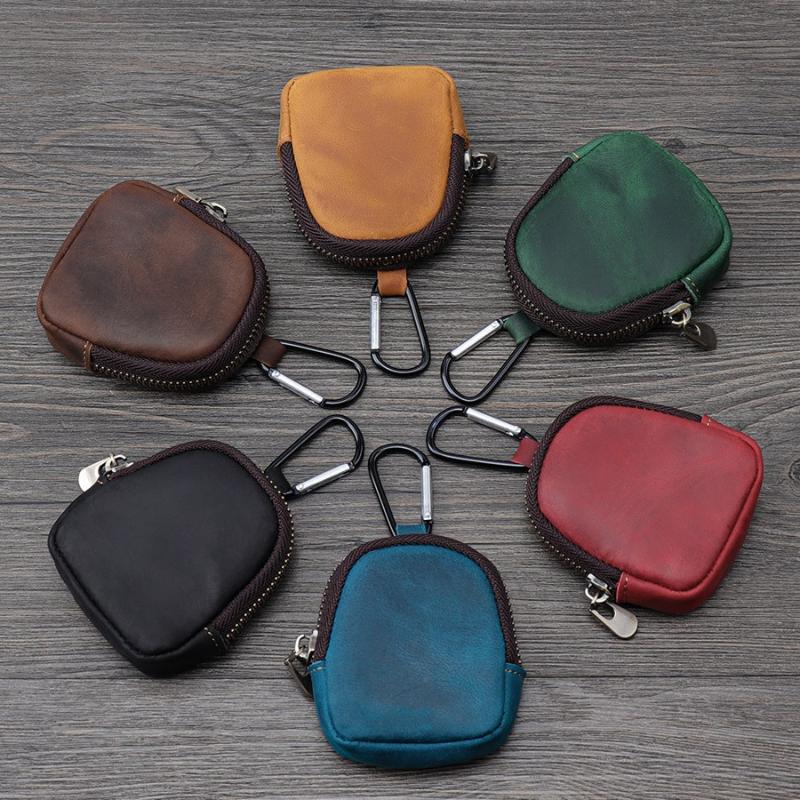 PU Leather Coin Purse Retro Small Zipper Pouch For Coins Earphones Accessories Bag Pendant