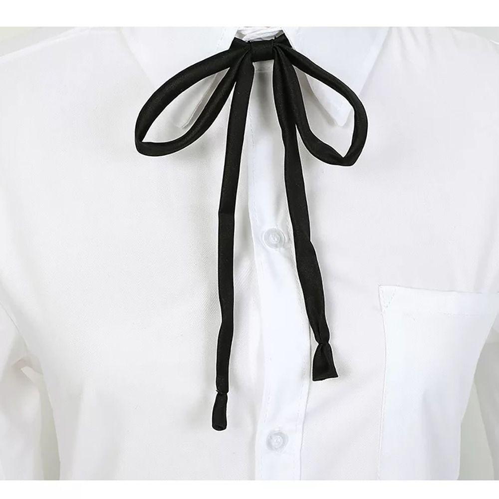 Solid Color Simple Neck Tie Elegant Ribbon Knot Thin Satin Bowtie School Student Bowtie Vintage JK Uniform Shirt Accessory