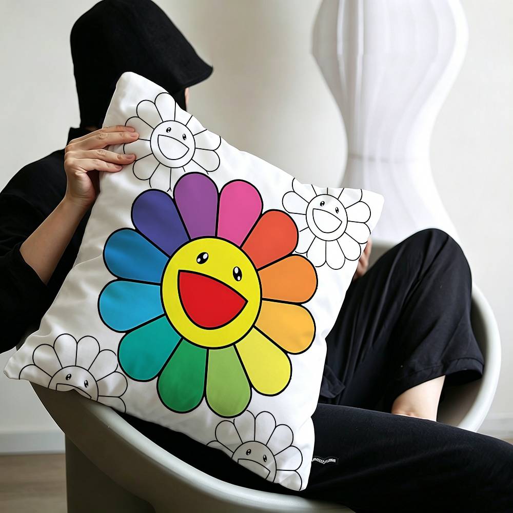 Takashi Murakami Flower Sunflower Pillow Cushion Cover Pillowcase Living Room Sofa Home Decor Customized