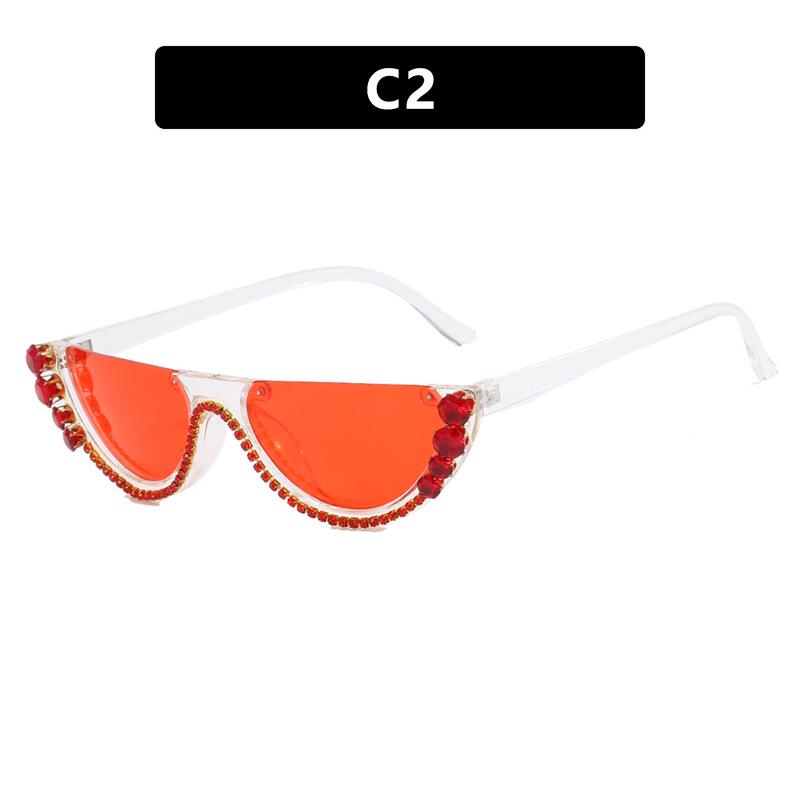 2023 Semi-Rimless Rhinestone Sunglasses - New Trendy European & American Street Style, Internet Celebrity-Inspired