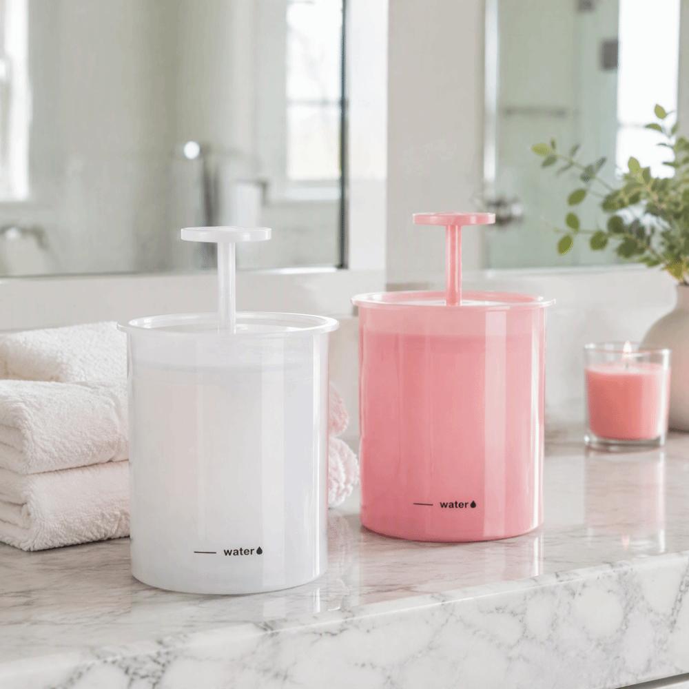 2PCS Manual Pump Cleanser Foam Maker Pink White Facial Bubble Maker Foam Maker Cup Foam Cups