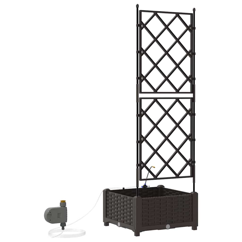 Garden Planter Brown 40 X 40 X 126 Cm Plastic