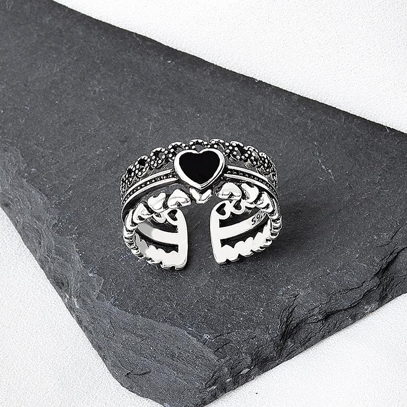 Ring Unique and Personalized Personalised Minimalist Love Heart Ring Female Sweet Cool Cold Wind Peach Heart Open Index Finger Ring Do Old Jewellery