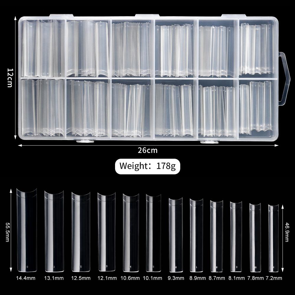 240pcs 3XL No C Curve Long Coffin Nail Tips Half Cover Clear Extra Long Straight French False Nail Manicure Salon Tool Supply