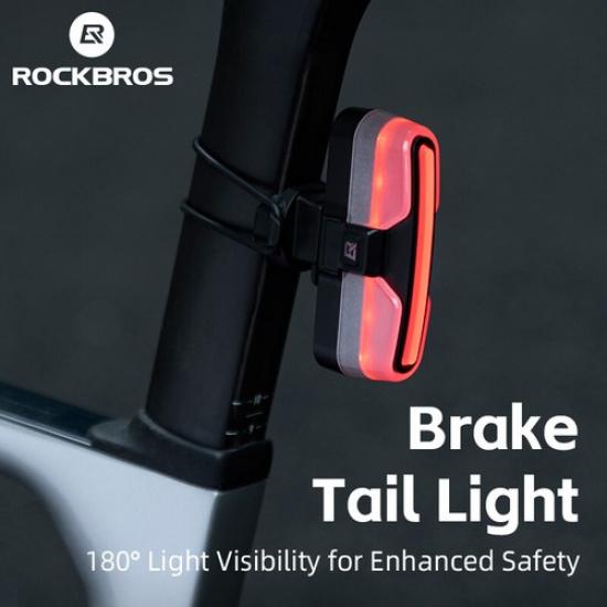 ROCKBROS Bike Brake Tail Light 180°Light Visibility Type-C Charge IPX6Warerproof