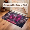 Butterfly Theme Soft Crystal Velvet Rug Custom Name & Text Print Non Slip Floor Rug for Bedroom Living Room