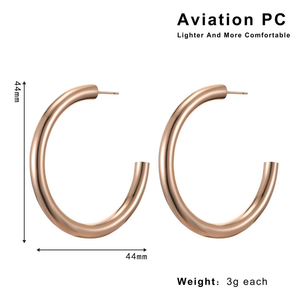 European & American C-Shaped Earrings: Fashionable 18K Gold-Plated, Color-Preserving, Geometric Ear Cuffs, Praised in Aviation Material.