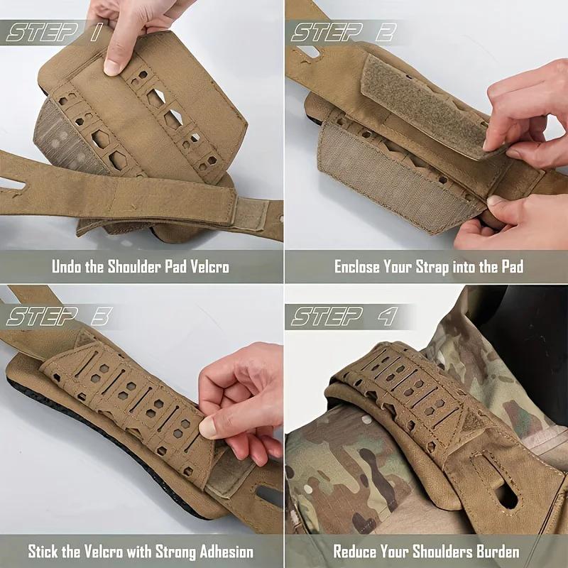 Outdoor tactical shoulder pad breathable Backpack vest cushioning pad laser cut shock-absorbing Non-Slip shoulder strap pad