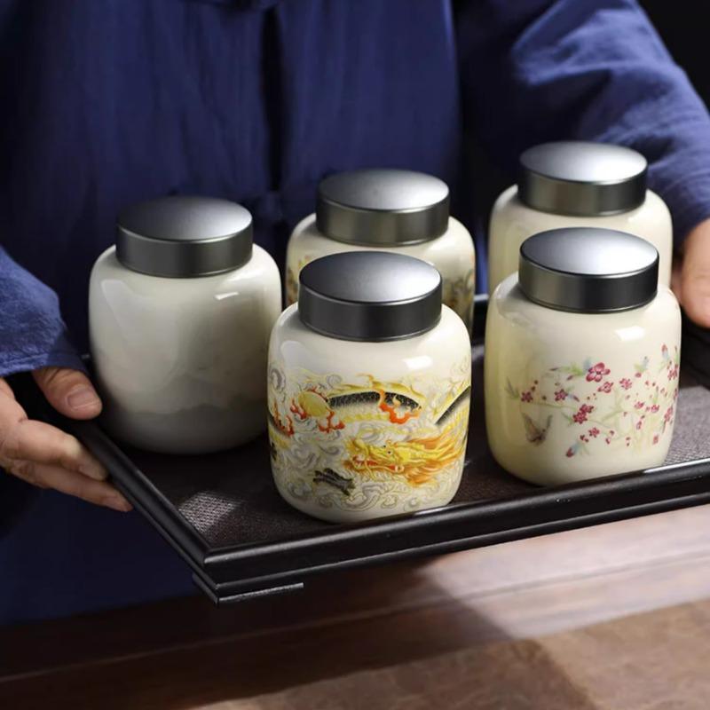 Creative Portable Mini Tea Jar Double-Layer Tin Lid Sealed Moisture-Proof Storage Pot Art Retro Decorative Jar Home Decor Craft