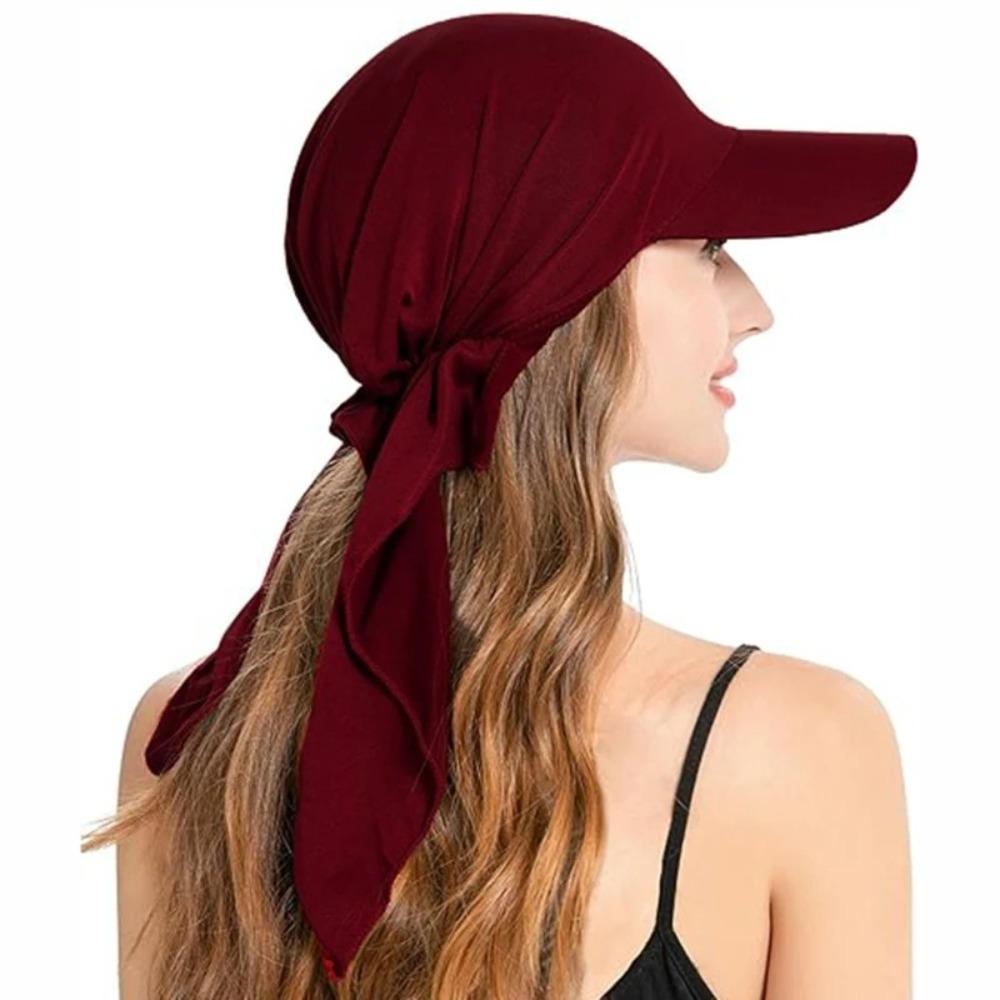 Miękki Szal Turban Design Kobiety Bandana Czapka z Daszkiem Oddychająca z Wstępnie Zawiązaną Letnia Czapka Baseballowa Jednolity Kolor Niski Profil Dopasowana Czapka