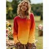 Europe America Women's T-shirt Fashion Floral Print Pullover Bohe Style Women Long Sleeve T-shirt Outdoor Casual Tees Top