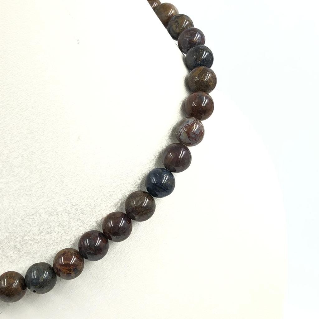 8mm Natural African Pietersite Gemstone Round Beads Handmade Jewelry Adjustable Choker Pretty Necklace 17-20" 8BN-54