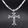Creative Cross Pendant Men Necklace Stainless Steel Yoga Lotus Triquetra Hip Hop Cuban Link Chain Hollow Necklaces Jewelry N9748