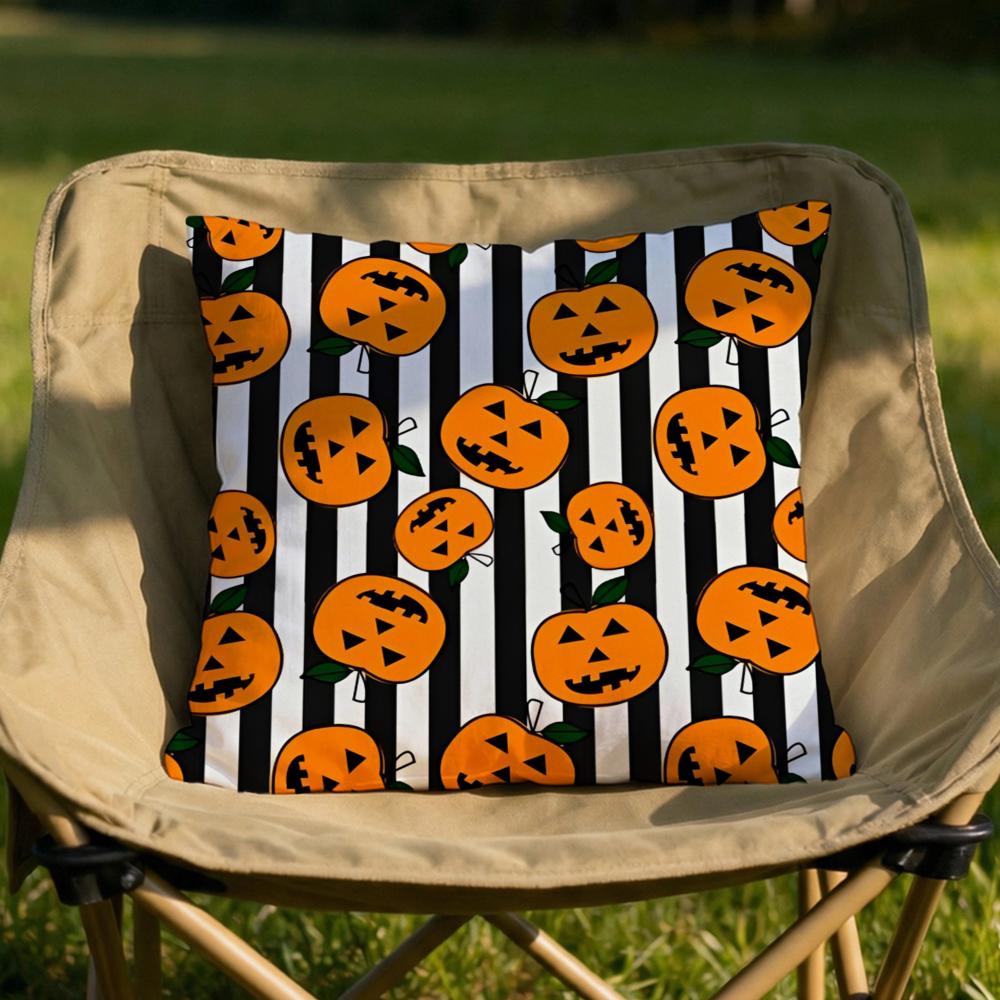 Cute Halloween Scary Pumpkin Cushion Cover Soft Reversible  Durable Pillow Cover  MultiScene Use for Home  Car Daily Comfort