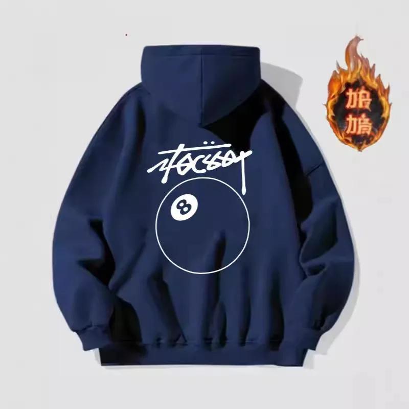 Trendiger Herren-Hoodie Sweatshirt Herbst Winter Pool-Print Schwergewicht Locker Vielseitig Paar-Hoodie Lässige Streetwear
