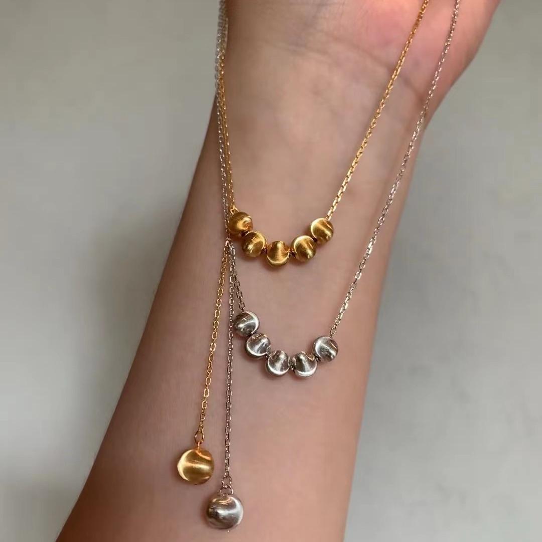 

Exquisite S925 Gold-Plated Cat s Eye Bead Necklace 925 Silver золотой