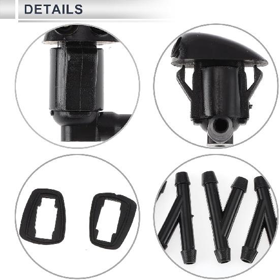 Bico Limpador de Para-brisa para Toyota Tacoma 2001-2004 Dianteiro C/ Conector Y de 3 Peças Mangueira Plástico Preto Car GJ6E67510B 1 Conjunto