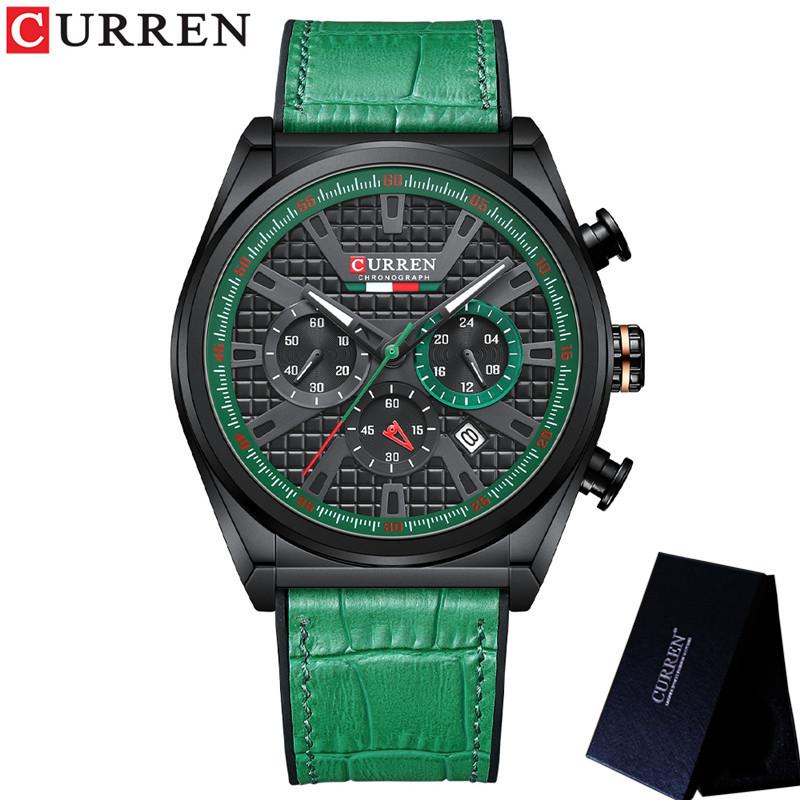 CURREN Man WristWatch Chronograph Calendar Sport Men Watch Military Army Gold Top Brand Luxury Genuine Leather Male Clock 8392