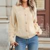 Damen Strickjacke mit Schleifen-Detail Lockerer Schnitt Langarm Freizeitpullover Winter