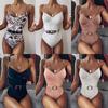 Women Swimwear Sexy Push Up One Piece Swimsuit With Belt Metal Chain Straps Bathing Suit