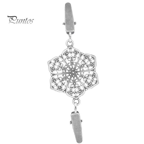Vintage Hollow Flower Women Double-End Clamp Sweter Shirt Collar Cardigan Clip