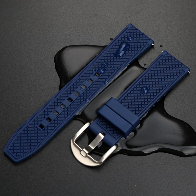 20mm 22mm Premium-Grade Fluororubber Watch Strap For Seiko IWC Rolex Casio Waffle Strap Universal Men Diver Sports Watch Band