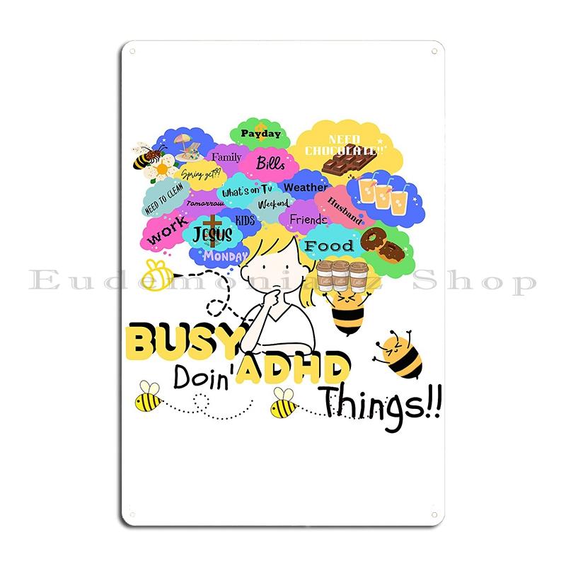 Adhd Strengths Adhd Pride Awareness Qualities Child Metal Plaque Poster Classic printed Bar Tin Sign Poster