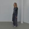 LCDC™ Spray Washed U-Neck Knit Top (Melange Grey)