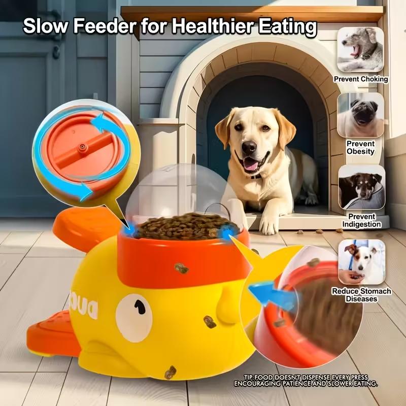 Interactive Dog Toy Pet Feeding Food Treat Dispenser Automatic Cartoon Duck Design Slow Food Pet Snack Feeder for Dog Training
