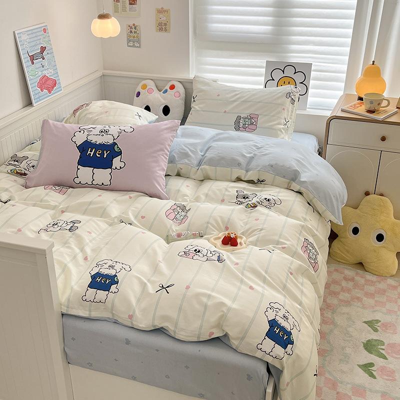 Printed Cotton Dormitory Three-piece Set, Bedding Quilt Cover, Bed Sheet Four-piece Set