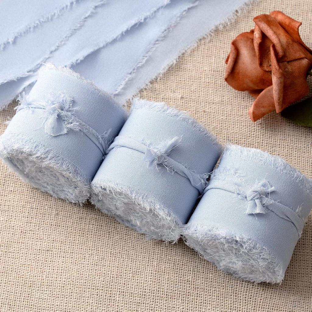 Nastro di Chiffon con Bordo Strappato per Biglietti con Fiori Freschi e Decorazioni per Regali di Matrimonio