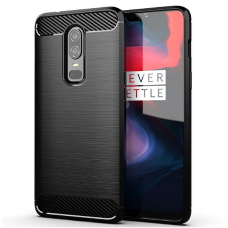 Coque antichoc en fibre de carbone pour OnePlus 6 1+6, étui en silicone pour OnePlus 6, coque arrière de protection complète