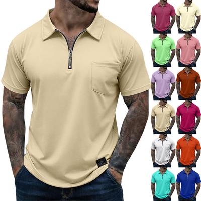 Herren Casual Reißverschlusskragen Leicht Atmungsaktiv Kurzarm Oberteil
