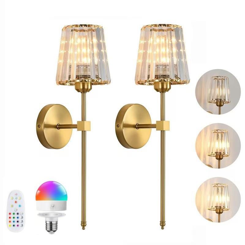 Wiederaufladbare RGB Fernbedienung Kristall Wandleuchte für Schlafzimmer & Wohnzimmer