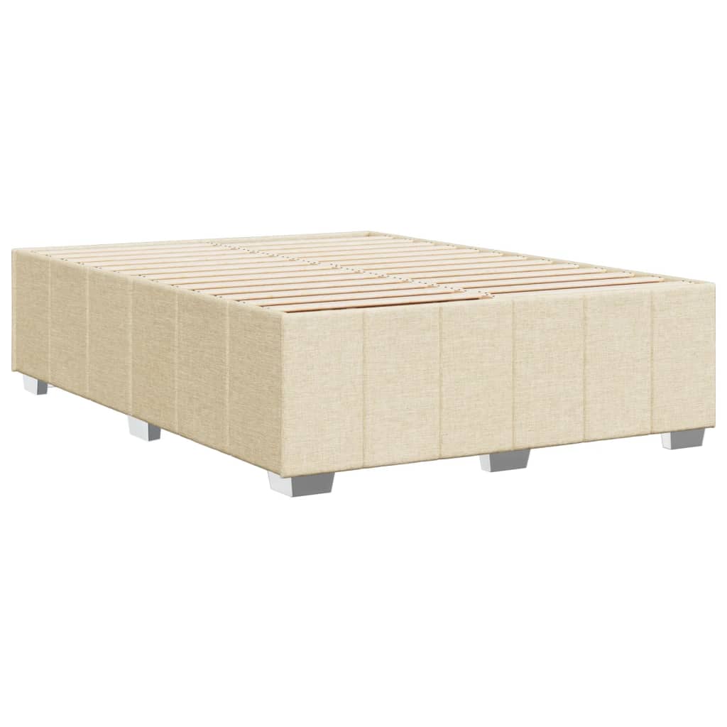 Bed Frame without Mattress Cream 140 x 190 cm Fabric