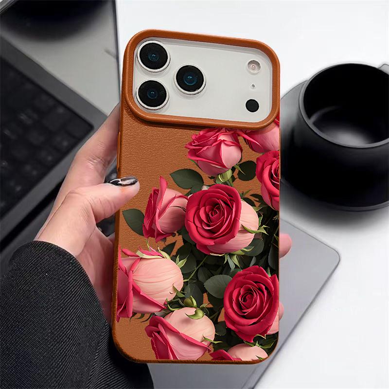 Luxury Rose Flower Phone Case For iPhone 17 Pro Max Funda iPhone 16 Pro Max 15 14 13 12 11 16e Air TPU Silicone Soft Cover Coque