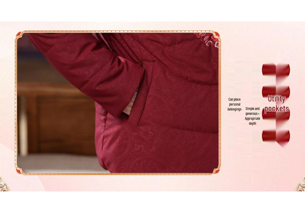 Women's Fleece Embroidered Cotton Jacket: Grandma's Thick, Warm Chinese-Style Coat for Winter