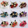Creative 12 Heads Rose Artificial Flowers Simulation with Stems Faux Roses Flower Bouquets Two Color Bouquet Wedding Decoration
