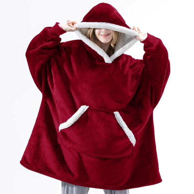 Blanket Oversized Hoodie  Plush Giant Sweatshirt Adult Kids Sleeves Pocket