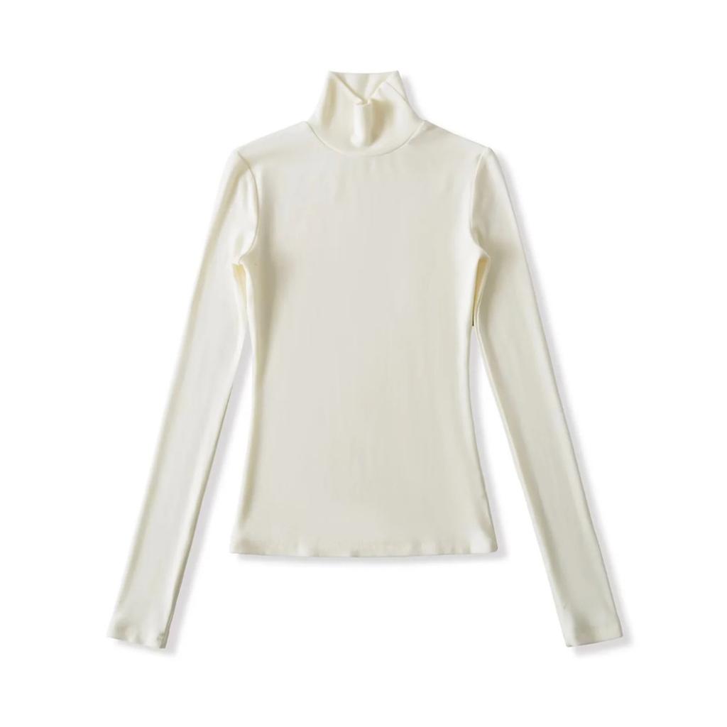 Women's Turtleneck Long Sleeve Slim Fit Top Stretch Solid Color Basic T Shirt