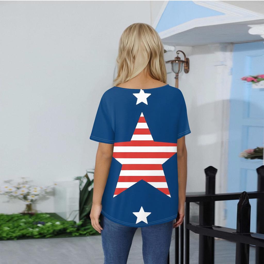 Women's T Shirt Tee Print Button Short Sleeve Daily Weekend Fashion Basic V- Neck Regular Top
