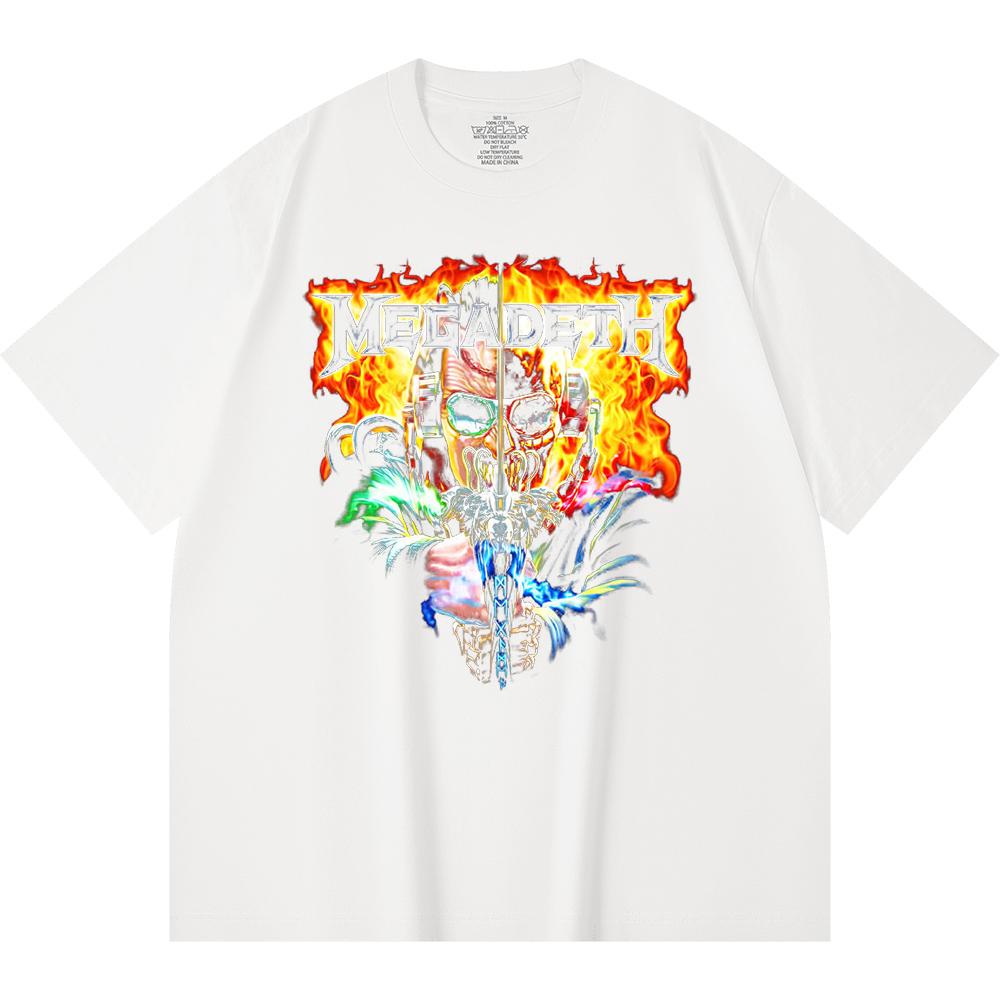 Tricou Heavy Metal 230 Gsm 100% Bumbac Imprimeu Trupă Rock Muzică Populară Tricou Unisex din Bumbac Gros
