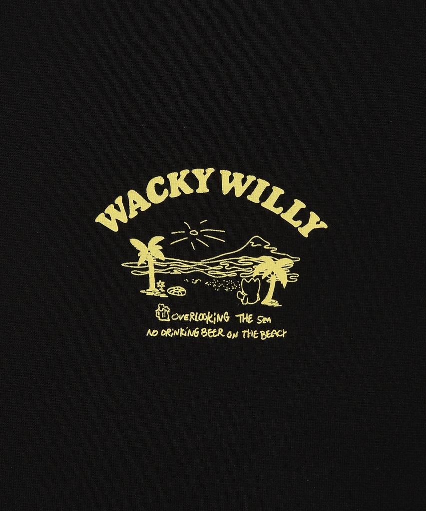WACKY WILLY Beach Graphic Vacation Short Sleeve T-Shirt Black
