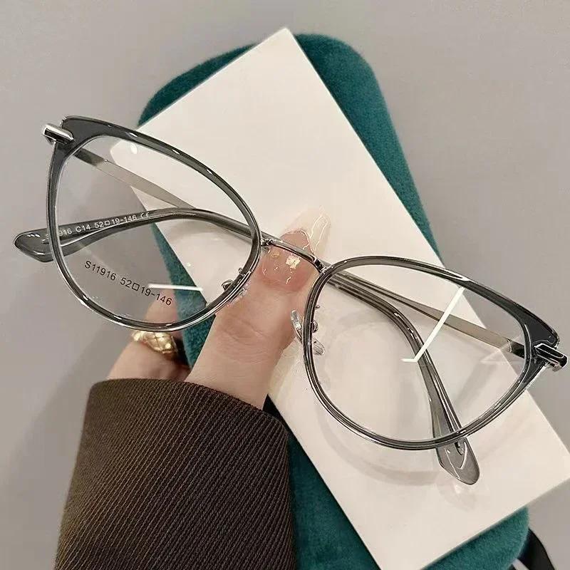 

New Cat Eye Photochromic Myopia Glasses Women Men Fashion Anti-Blue Light Glasses Vintage Large Anti Blue Light Eyewear 0