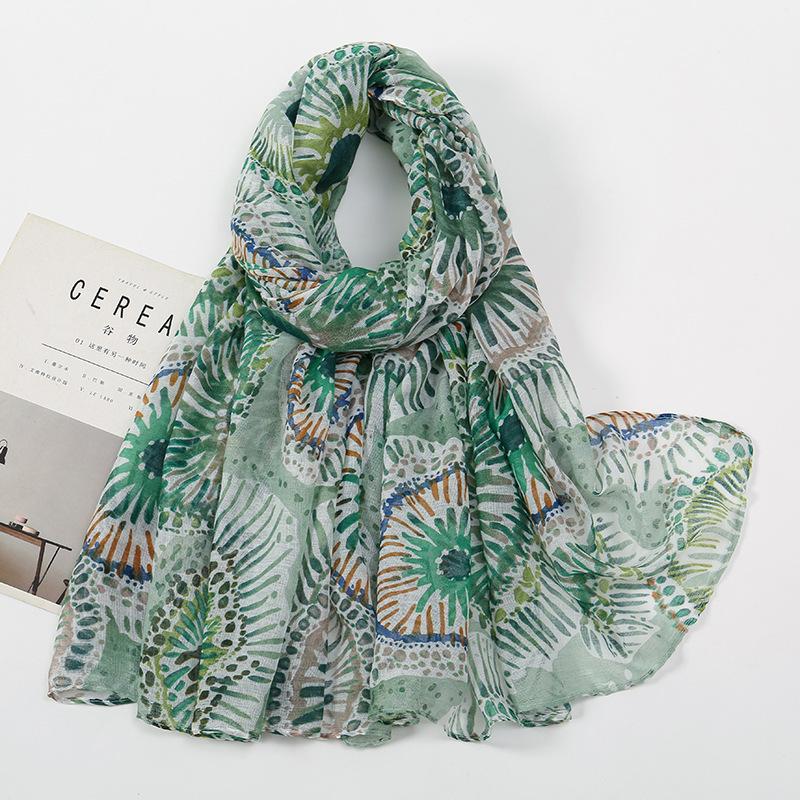 

180*85 см Шарф для женщин легкий мягкий цветочный принт шарфы весенняя мода шаль накидка с бахромой 180*85cm зелёный