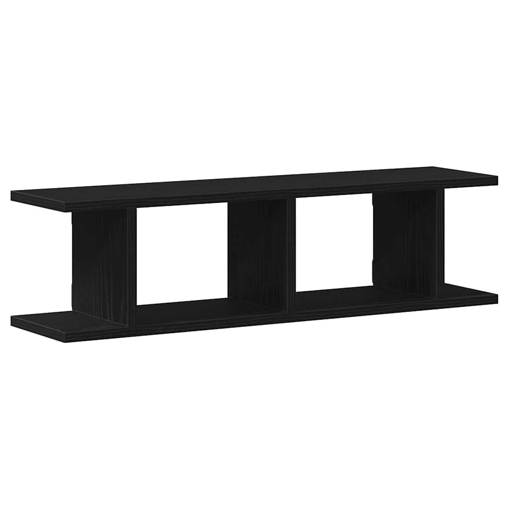 Wall Shelves 2 pcs Black Oak Effect 75 x 18 x 20 cm Engineered Wood
