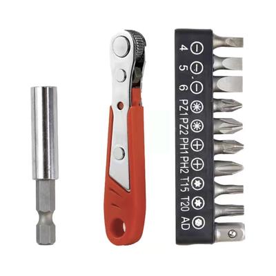 Llave de carraca de ángulo recto Destornillador Vaso Tuerca Juego de puntas de destornillador Mango hexagonal de 1/4 de pulgada Ranura de accionamiento Herramienta manual