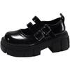 Black French British Style Small Man Thick-soled Small Leather Shoes Women's 2025 New Summer JK Shallow Mouth Mary Jane Single Shoes
