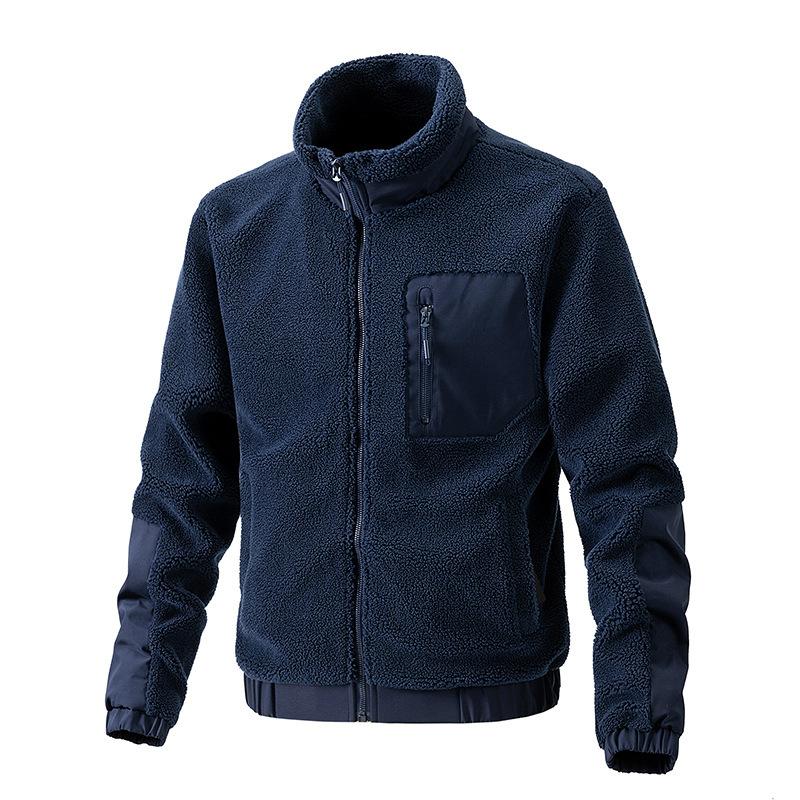 Direct supply for autumn and winter new products Men's jackets Stand-up collar Solid color fleece jackets European and American fashion youth tops