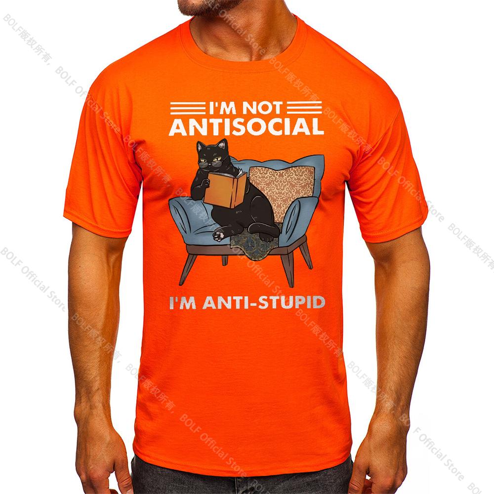 I Am Not Anti Social Printed Men's Vintage T-Shirt 100% Cotton Oversized Funny Graphic Tees for Men Summer Tops